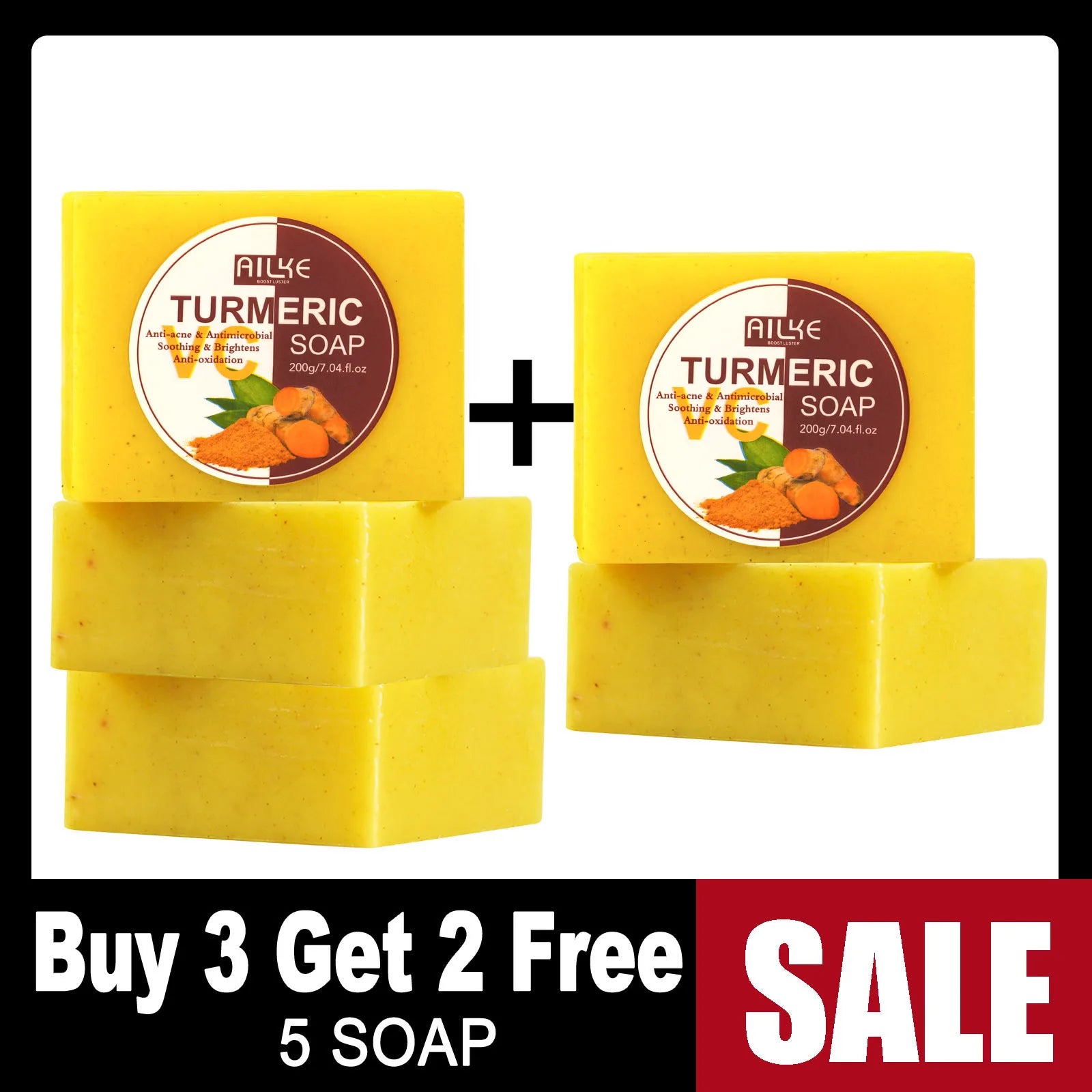 AILKE Natural Turmeric Soap Face Body Hand
