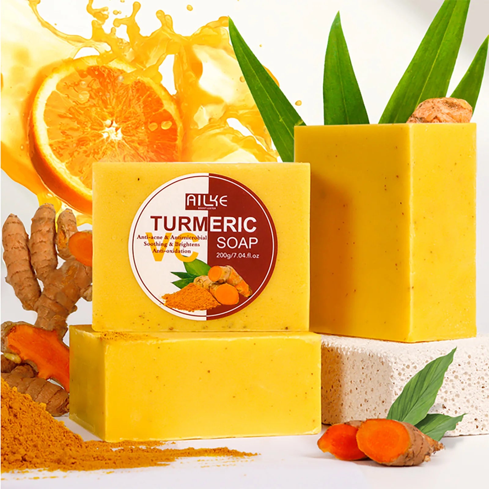 AILKE Natural Turmeric Soap Face Body Hand
