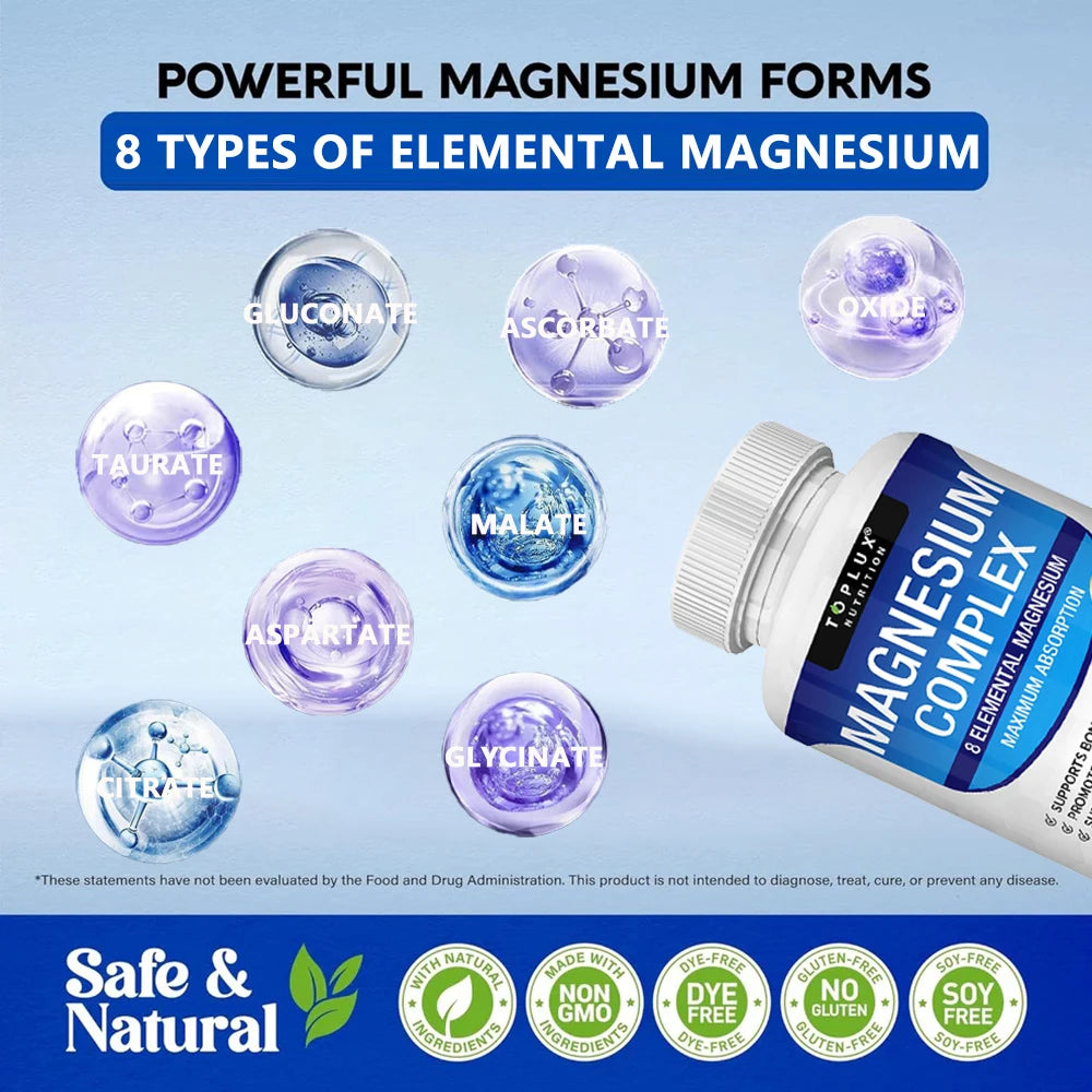 Magnesium Complex 1000mg 8 Elemental Magnesium Supplement with Glycinate Citrate Oxide