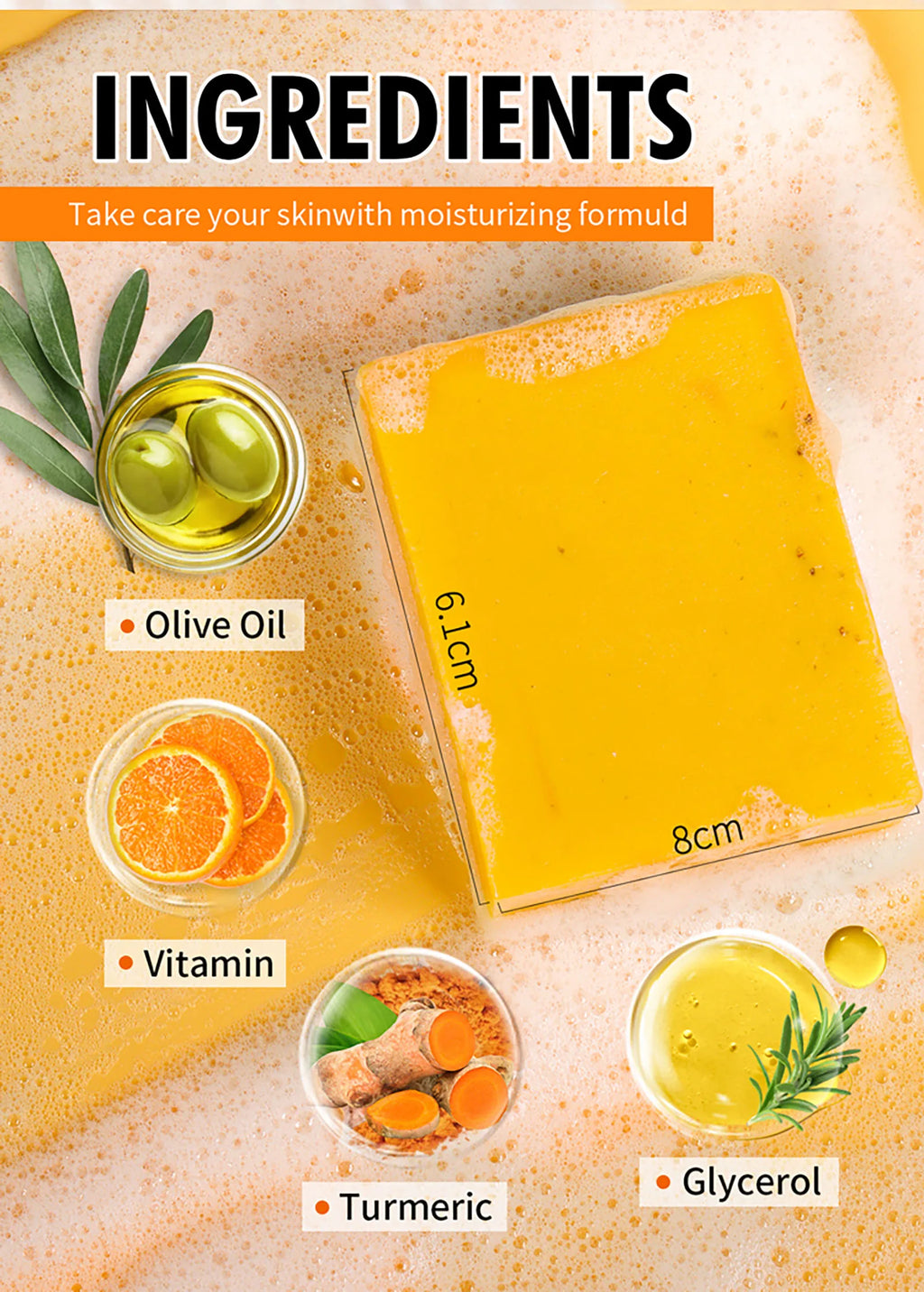AILKE Natural Turmeric Soap Face Body Hand