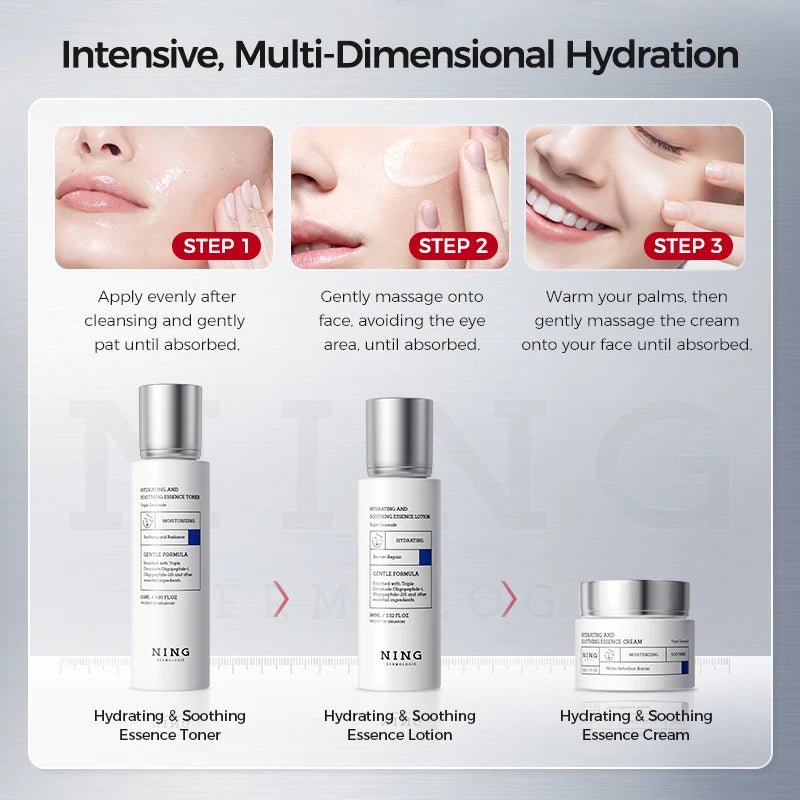 Hydrating & Soothing Toner Lotion & Cream 8D Hyaluronic Acid Ceramides