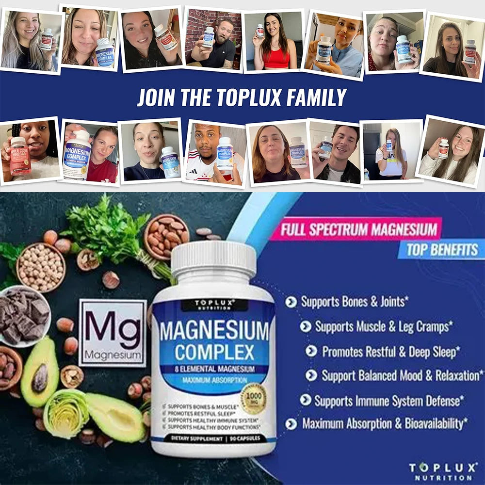 Magnesium Complex 1000mg 8 Elemental Magnesium Supplement with Glycinate Citrate Oxide