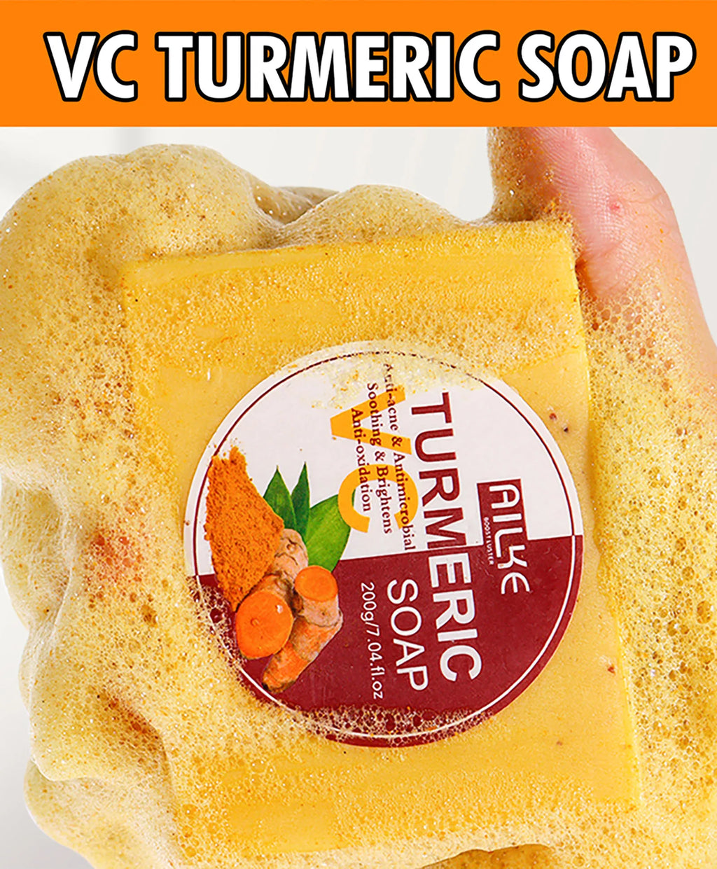 AILKE Natural Turmeric Soap Face Body Hand