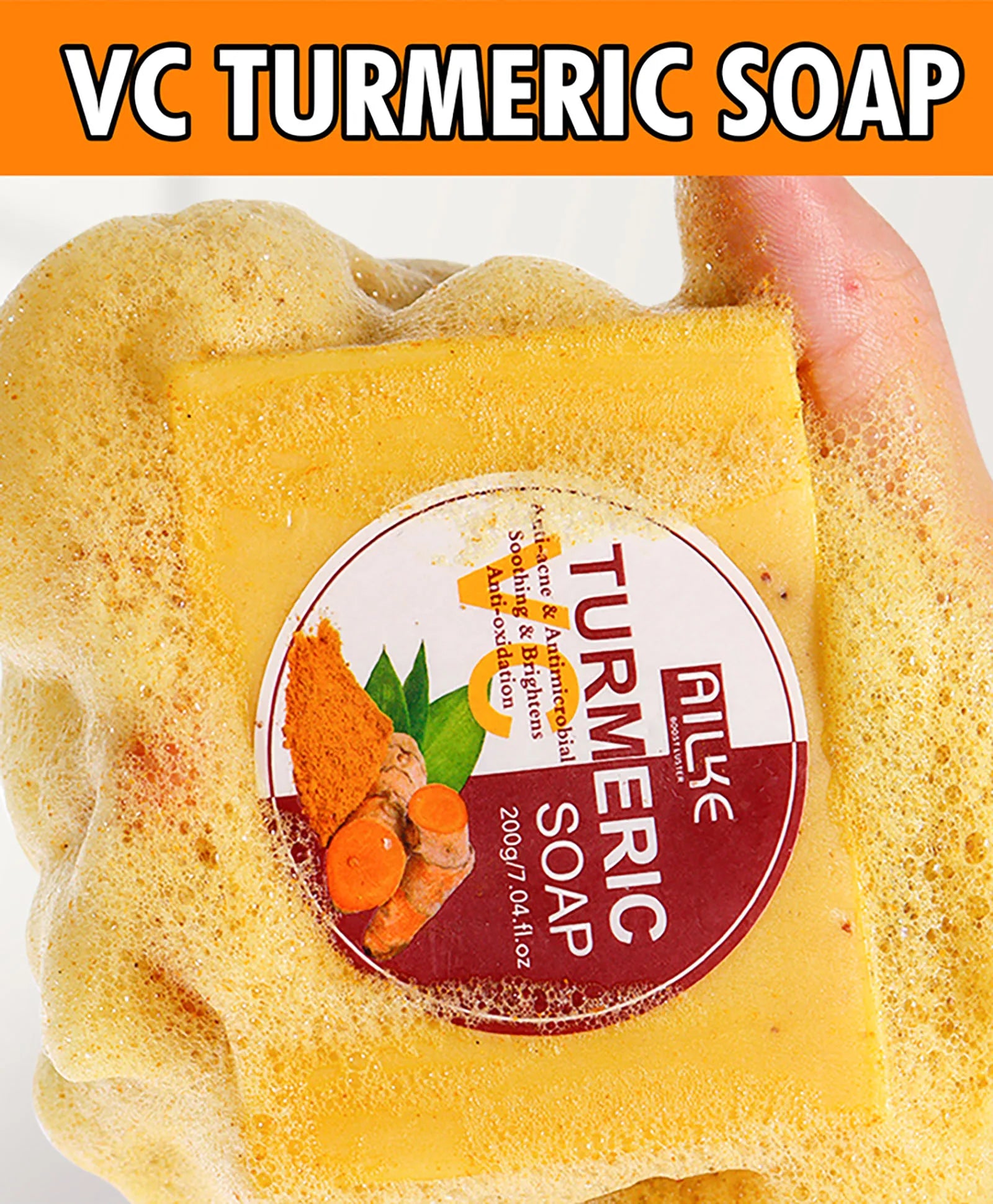 AILKE Natural Turmeric Soap Face Body Hand