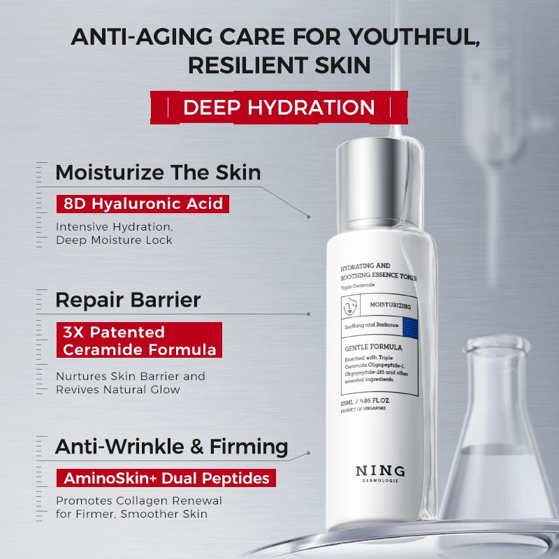 Hydrating & Soothing Toner Lotion & Cream 8D Hyaluronic Acid Ceramides