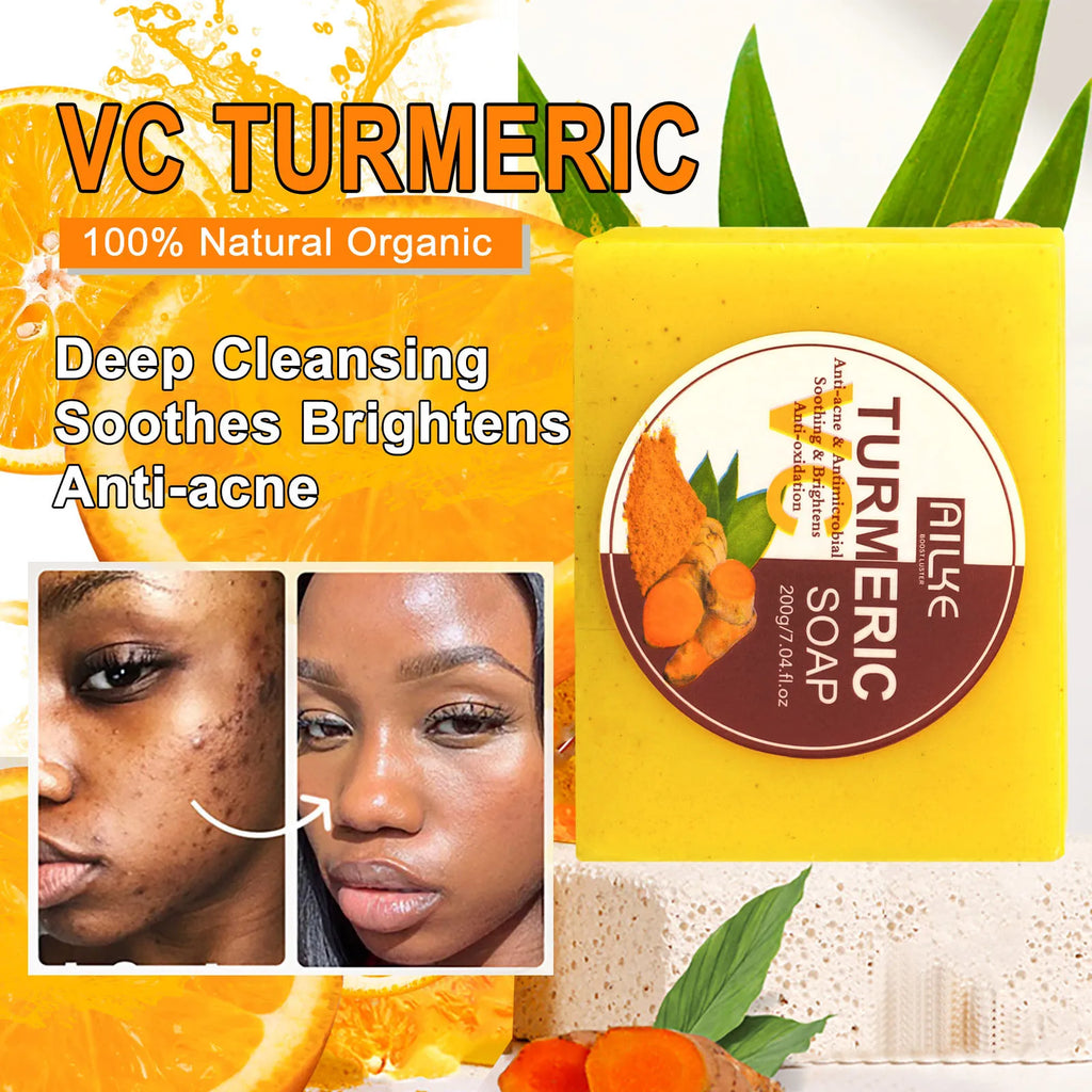 AILKE Natural Turmeric Soap Face Body Hand