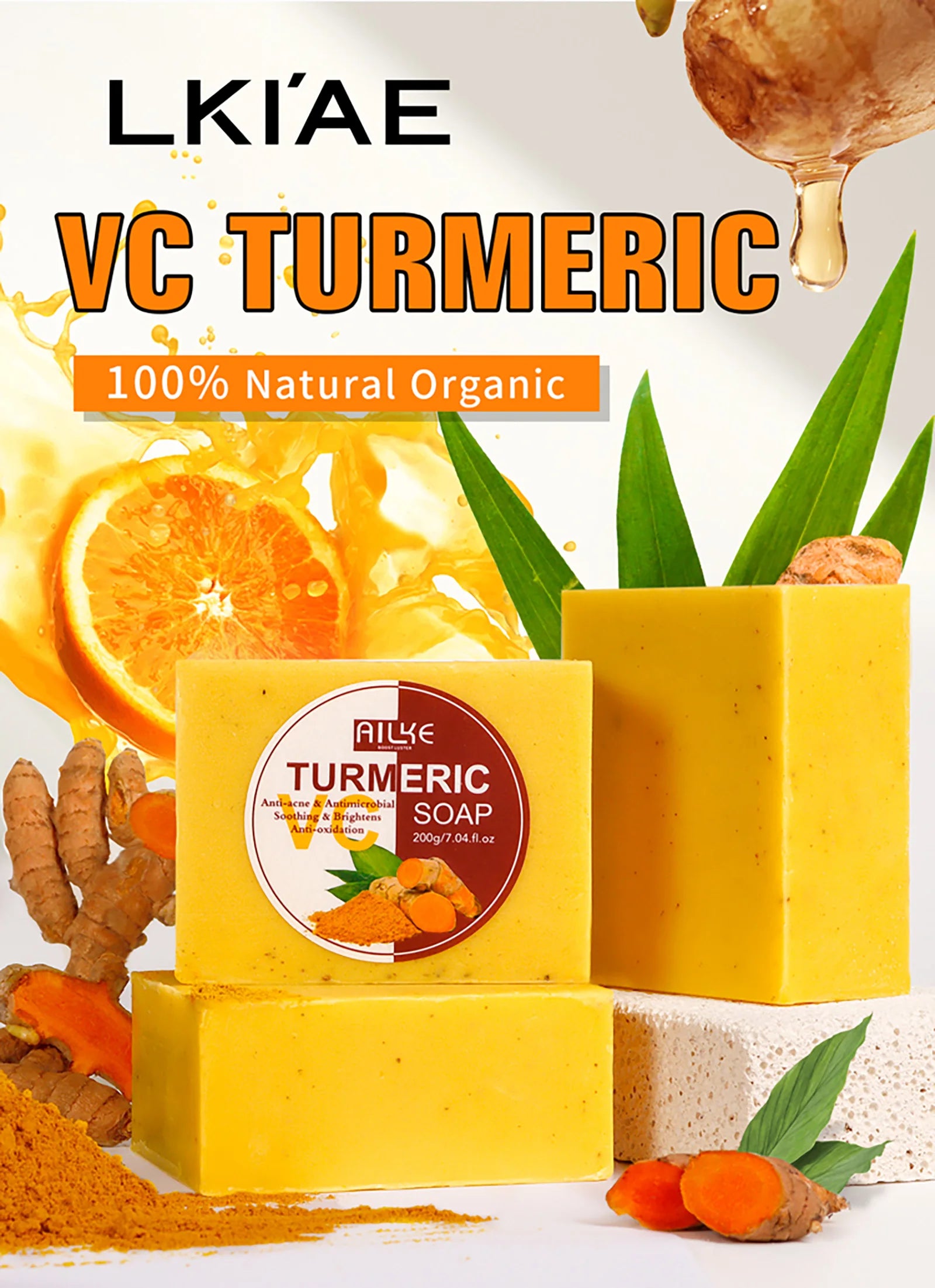 AILKE Natural Turmeric Soap Face Body Hand