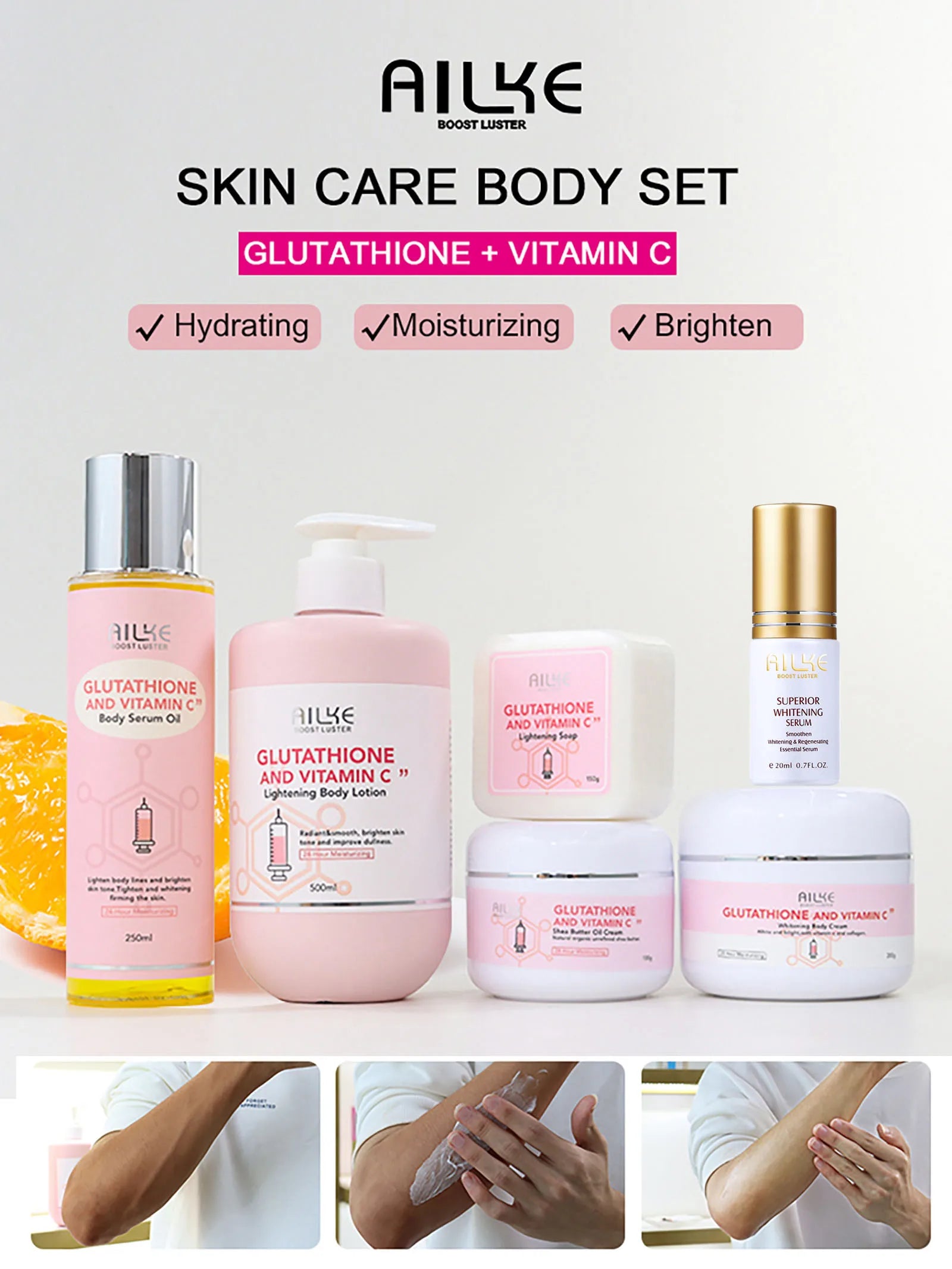 AILKE Brightening Skin Care Set Vitamin C Glutathione