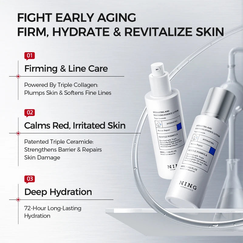 Hydrating & Soothing Toner Lotion & Cream 8D Hyaluronic Acid Ceramides