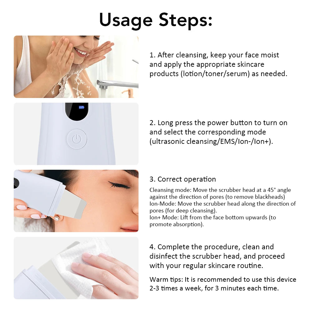 Electric Vacuum Blackhead Remover EMS Ultrasonic Skin Scrubber Spatula Pimple Acne Needle Tool Facial Pore Cleaner Skin Care Set
