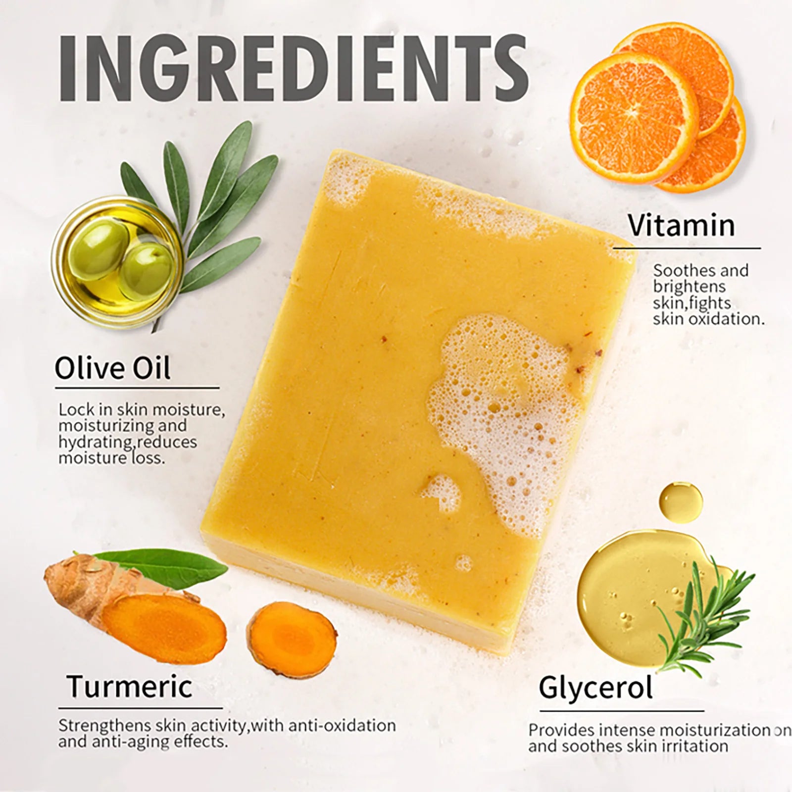 AILKE Natural Turmeric Soap Face Body Hand