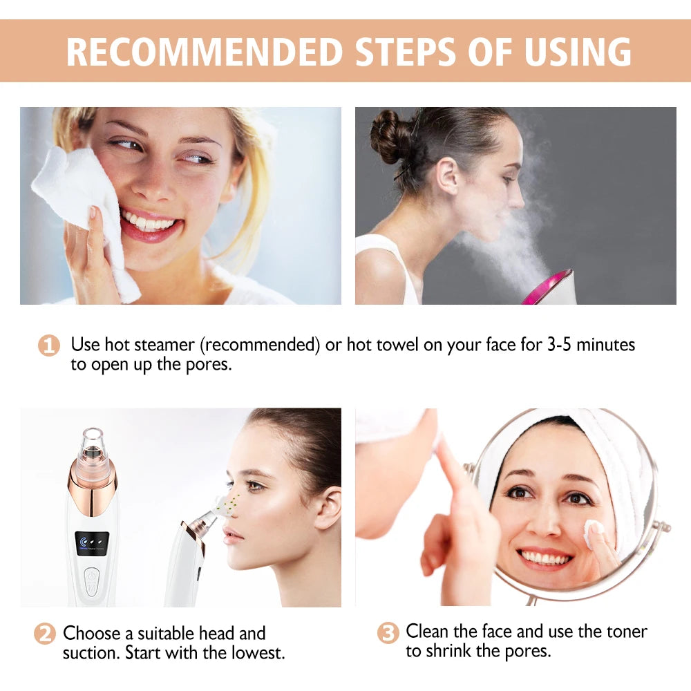 Electric Vacuum Blackhead Remover EMS Ultrasonic Skin Scrubber Spatula Pimple Acne Needle Tool Facial Pore Cleaner Skin Care Set