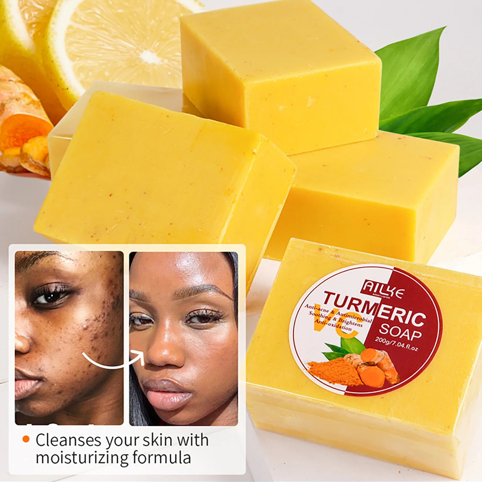 AILKE Natural Turmeric Soap Face Body Hand