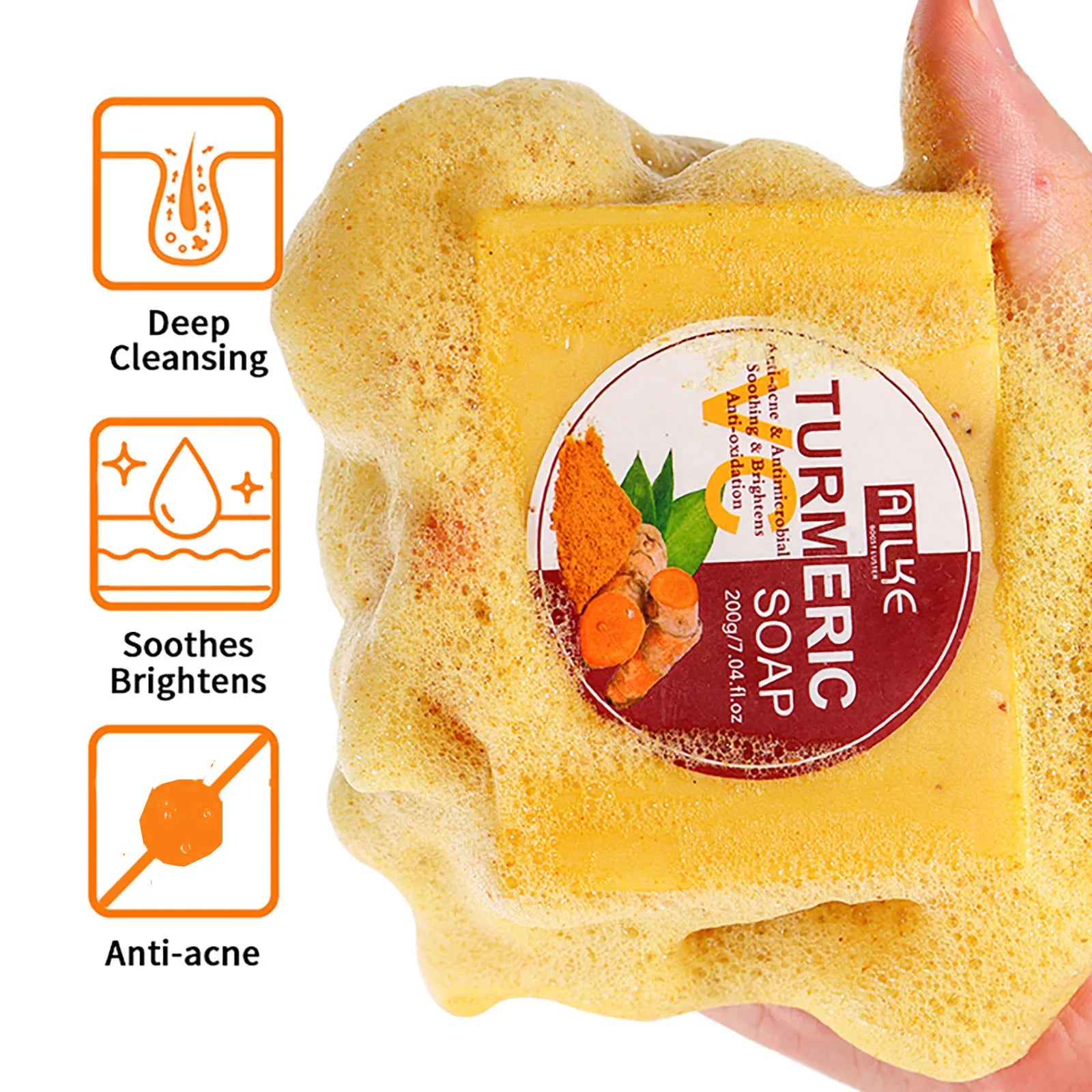 AILKE Natural Turmeric Soap Face Body Hand