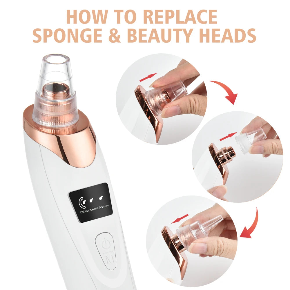 Electric Vacuum Blackhead Remover EMS Ultrasonic Skin Scrubber Spatula Pimple Acne Needle Tool Facial Pore Cleaner Skin Care Set