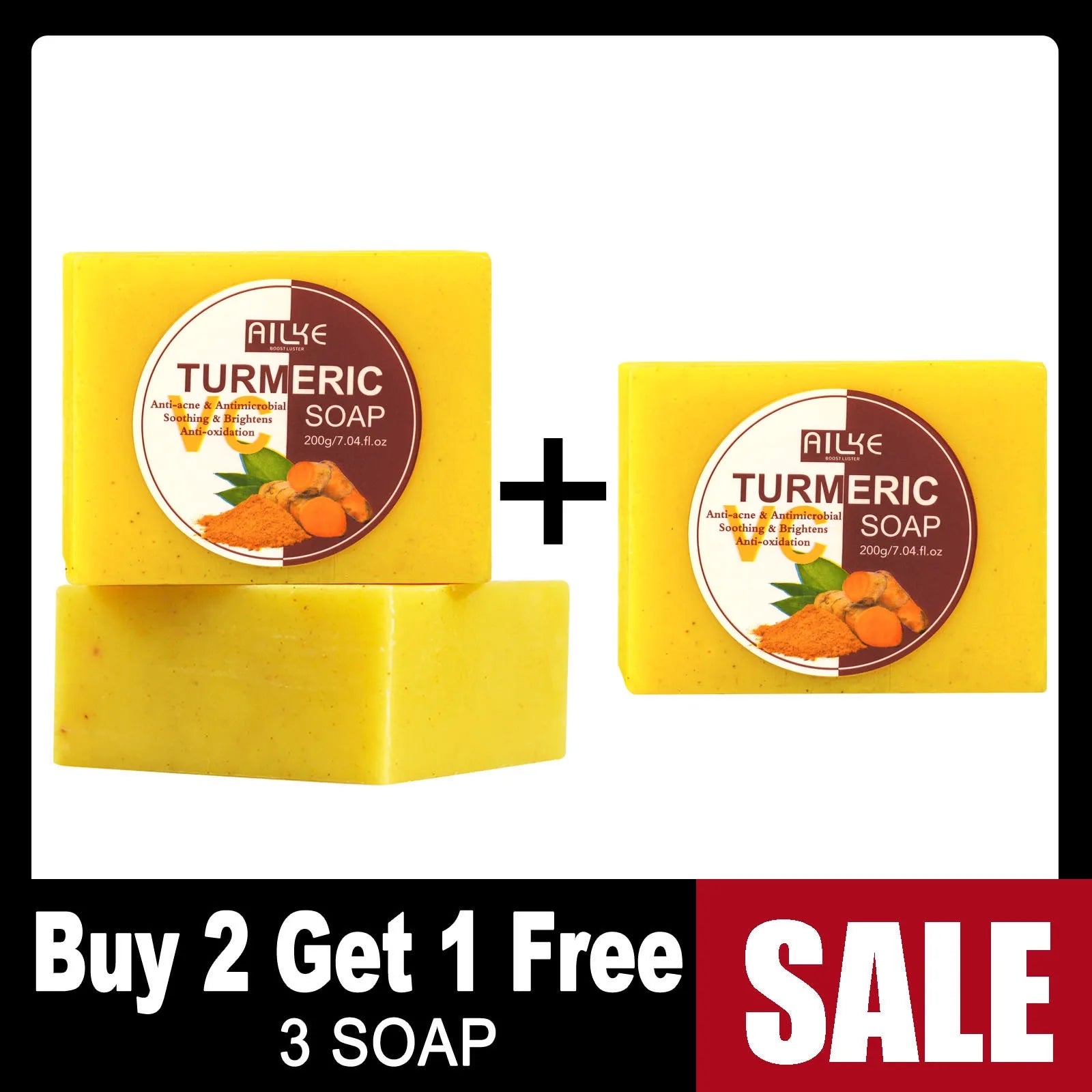AILKE Natural Turmeric Soap Face Body Hand